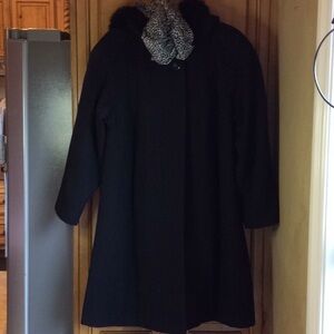 FINAL SALE PRICE Wool & Rabbit Fur Charles Klein Coat+Scarf